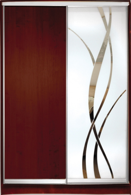 Шкаф купе Luxe Studio Классик-1 ДСП/Зеркало с Пескоструем 1100x2200x450 ...