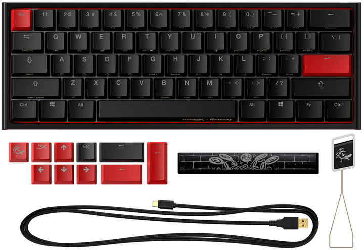 Клавиатура проводная HyperX x Ducky One 2 Mini USB Black/Red (HKBDXM-1C-US/G) - изображение 7