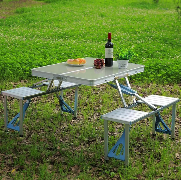 Стол раскладной Folding Table для пикника рыбалки с 4 стула чемодан алюминий 1163360528 - изображение 2