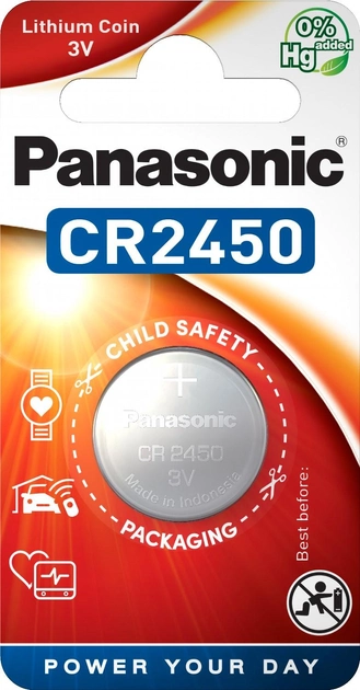 Батарейка Panasonic литиевая CR2450 блистер, 1 шт (CR-2450EL/1B) - изображение 1