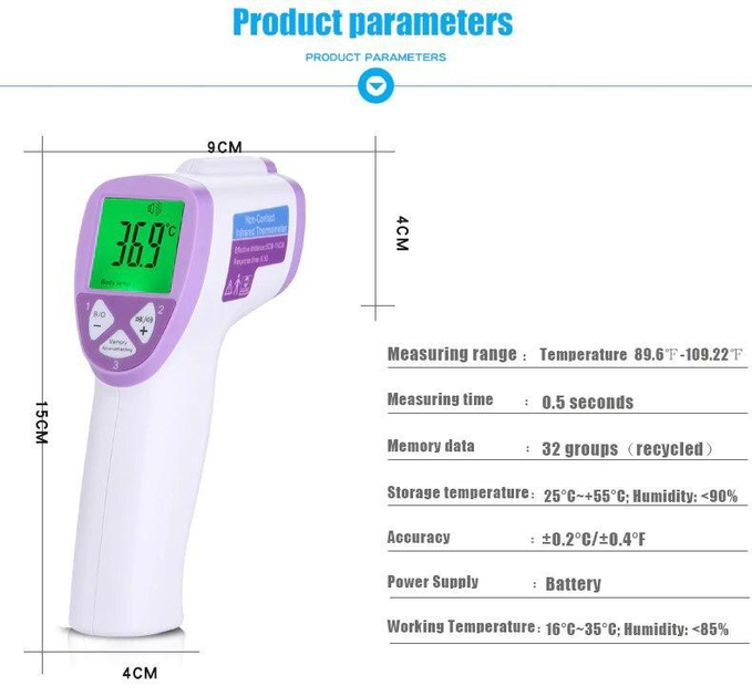 Безконтактний інфрачервоний термометр Non contact YI 400 Termo control 4 в 1 Супершвидкий 1с безперервного виміру - зображення 2