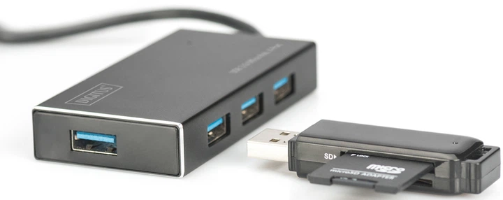 Hub USB Digitus USB 3.0 Hub biurowy 4-w-1 (DA-70240-1) - obraz 3