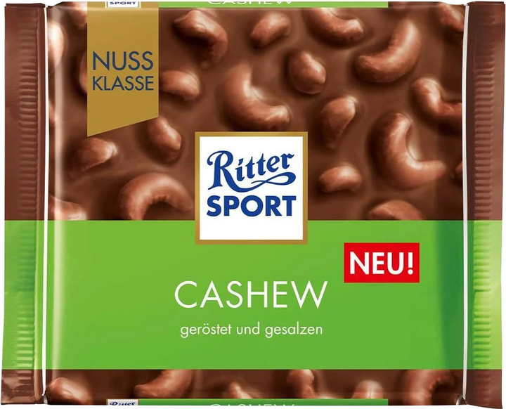 Акція на Шоколад Ritter Sport Nut Selection молочний з цільними горіхами кеш'ю 100 г від Rozetka