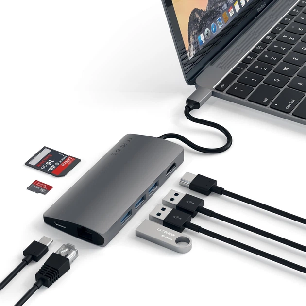 Hub USB Satechi Type-C Multi-Port Adapter 4K z Ethernetem V2 Space Gray (ST-TCMA2M) - obraz 3