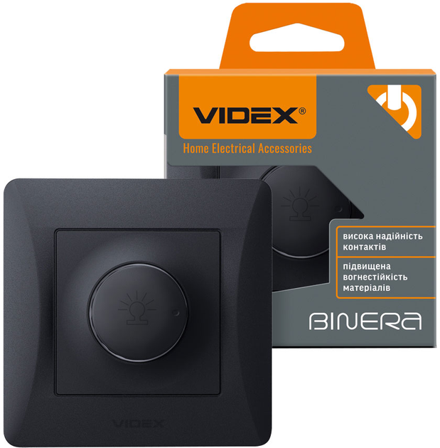 Світлорегулятор VIDEX Binera на 600 Вт Чорний графіт (VF-BNDM600-BG) - зображення 1
