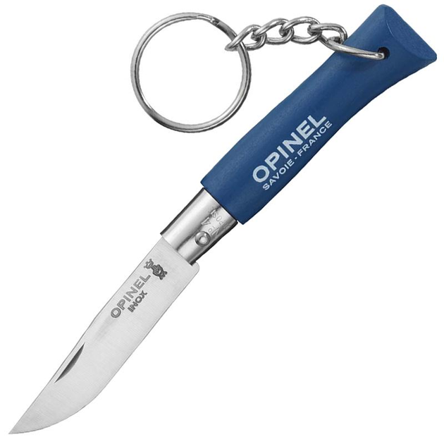 2 в 1 нож складной + брелок Opinel Keychain №4 Inox (длина: 120мм лезвие: 50мм) синий - изображение 1