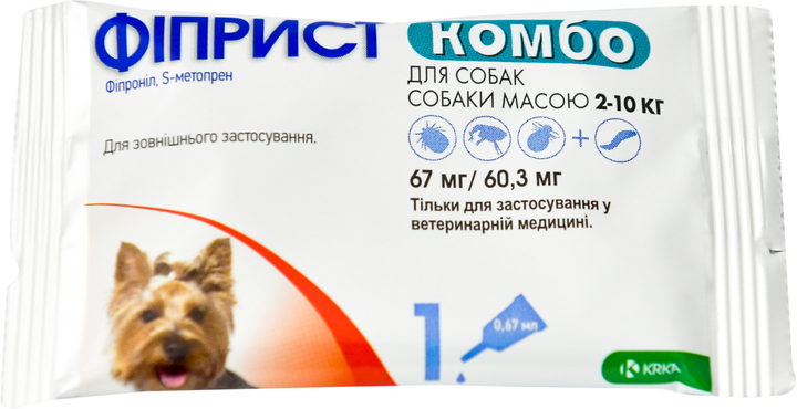 Пипетка от блох и клещей Фиприст Комбо на холку для собак массой тела 2 ...
