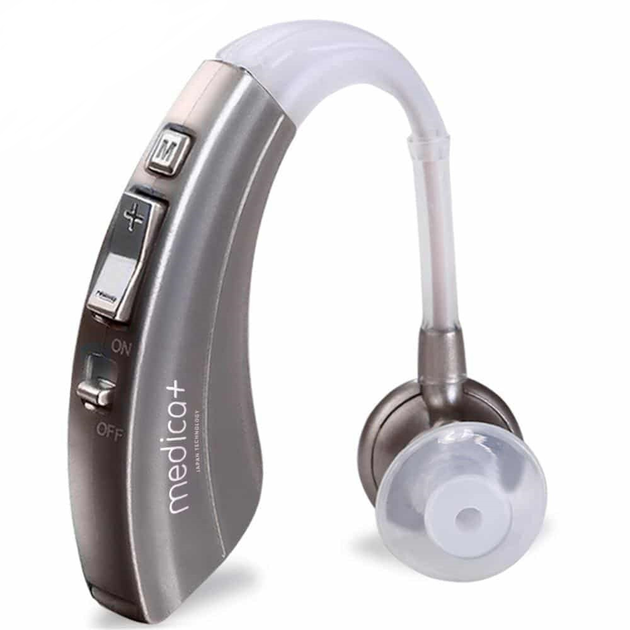 Універсальний слуховий апарат Medica-Plus sound control 9.0 (Pro) Високочутливий завушний підсилювач з дуже м'яким і природним звуком Original Сірий - зображення 1