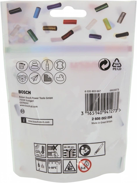 Клейові стрижні Bosch для Gluey 7x20 мм 70 шт. Прозорі (2608002004) - зображення 3