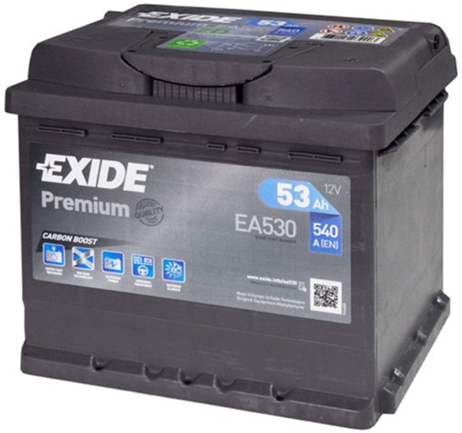 Автомобільний акумулятор Exide Premium 6СТ-53 (EA530) 53 А·год ...