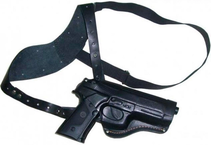 Кобура Grizzly оперативная для пистолета Beretta 92 (кожа, чёрная) - изображение 1
