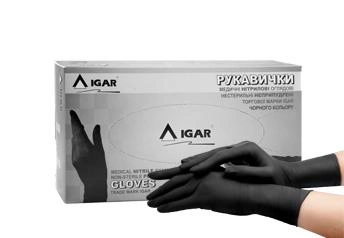 Одноразові рукавички нітрилові Igar 200 шт в упаковці Розмір S Чорні - зображення 1