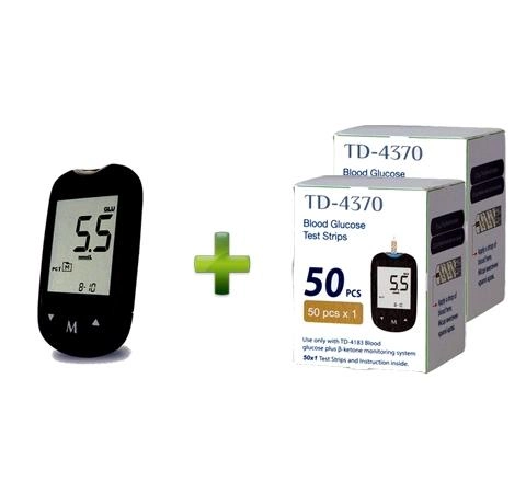 Набор! Глюкометр TaiDoc TD-4183 + Тест-полоски для определения глюкозы в крови TaiDoc, 100 шт. - изображение 1