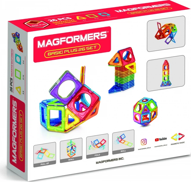 Klocki magnetyczne Magformers Basic Plus 26 elementów (715014) (8809465534578) - obraz 2