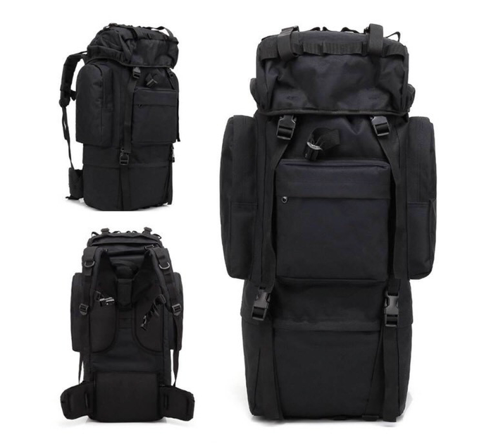 Тактичний туристичний рюкзак ForTactic 65-70 літрів Чорний - зображення 1