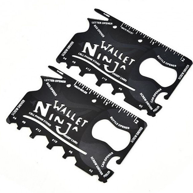Мультитул-кредитка Wallet Ninja 18 в 1 набір для виживання в портмоне - зображення 2