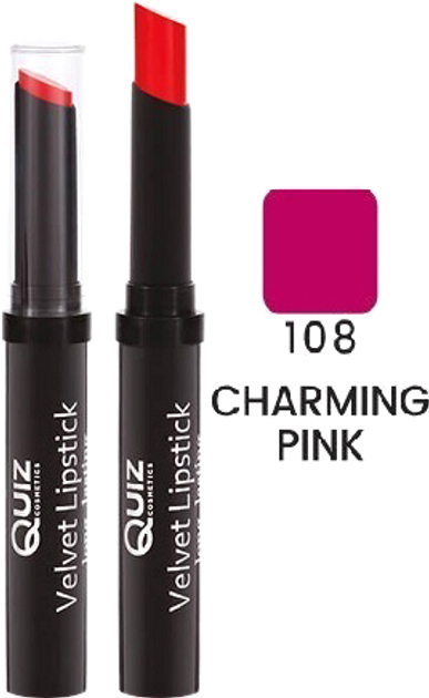 Акція на Помада Quiz Velvet long lasting lipstick 108 Charming Pink 3 г від Rozetka