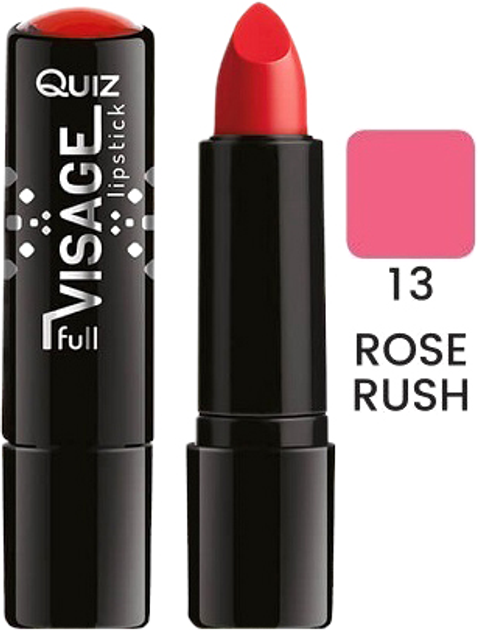 Акція на Помада Quiz Visage lipstick with Vitamin E Поживна 13 Rose Rush 4.2 г від Rozetka