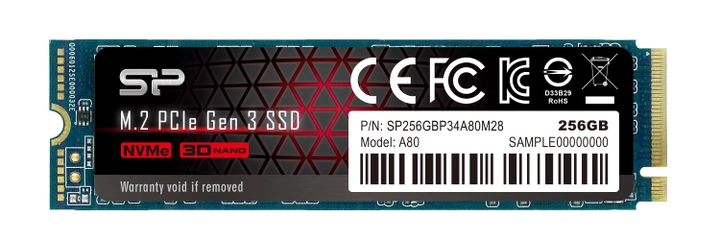 Silicon Power P34A80 256GB M.2 2280 PCIe 3.0 x4 NAND TLC (SP256GBP34A80M28)