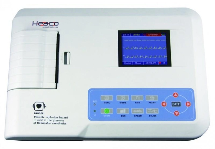Электрокардиограф 3-х канальный Heaco 300G с монохромным экраном - изображение 1