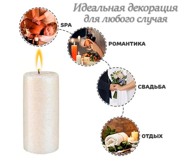 Набор свечей из пальмового воска Сandlesbio Silk Перламутровый 5.5х11 см 4 штуки (SP 55/110) - изображение 1