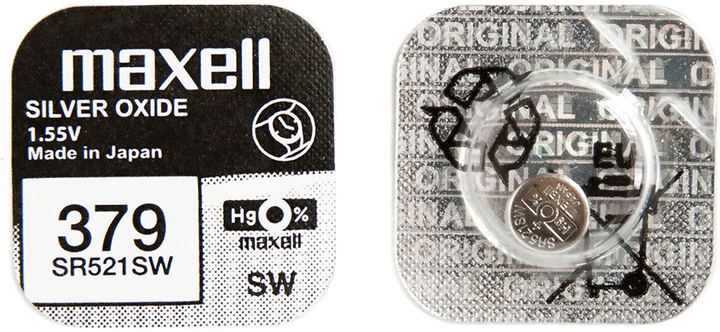 Оксид-серебряно-цинковая батарейка Maxell "таблетка" SR521SW 1 шт/уп ...