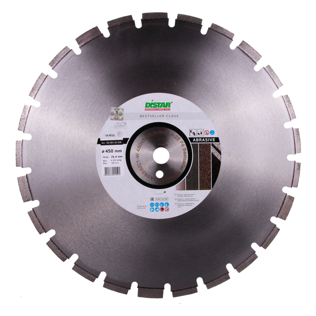 Круг алмазный отрезной Distar 1A1RSS/C1-W 450x3,8/2,8x9x25,4-25 F4 Bestseller Abrasive (12485129028) - Фото 1 Круг алмазный отрезной Distar 1A1RSS/C1-W 450x3,8/2,8x9x25,4-25 F4 Bestseller Abrasive (12485129028) - изображение 1