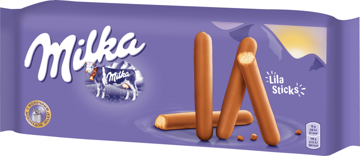 Упаковка печива-паличок Milka Ліла Стікс покритого молочним шоколадом ...