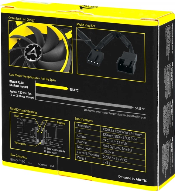 Кулер ARCTIC BioniX F120 Yellow (ACFAN00094A) - зображення 6
