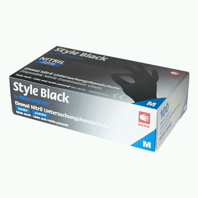 Одноразові рукавички нестерильні нітрилові без пудри Ampri Style Чорні розмір M 100шт в упаковці - зображення 1