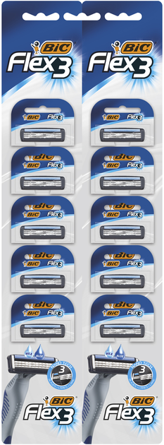 Набір бритв без змінних картриджів BIC Flex 3 10 шт. (3086123364196) - зображення 1