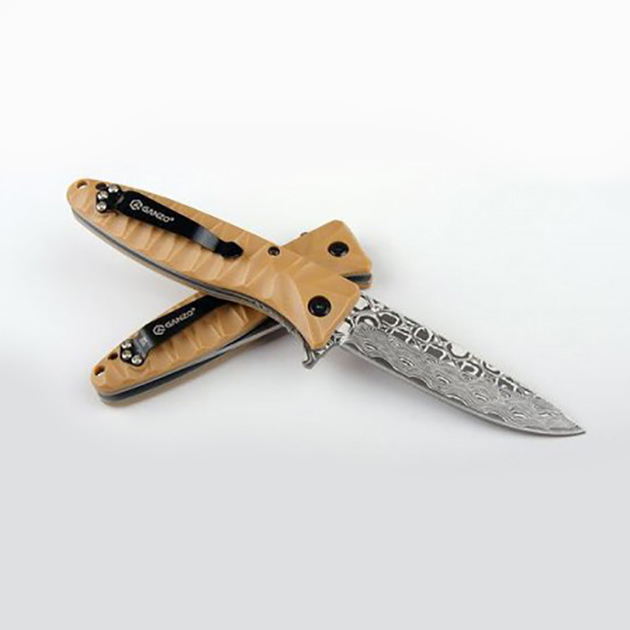 Нож складной Ganzo G620 желтый клинок с травлением - изображение 2