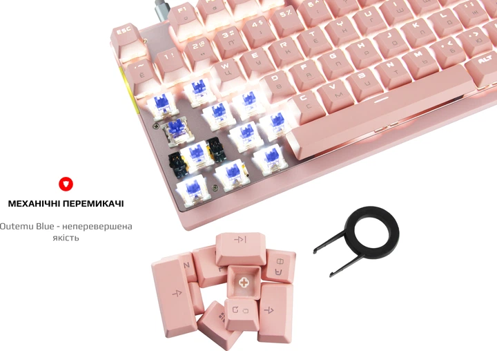 Клавиатура беспроводная Motospeed GK82 Outemu Blue USB/Wireless Pink (mtgk82pmb) - Фото 6 Клавиатура беспроводная Motospeed GK82 Outemu Blue USB/Wireless Pink (mtgk82pmb) - изображение 6