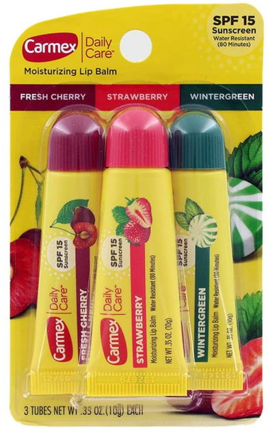 Акція на Набір бальзамів для губ Carmex 3-Pack: Tubes (Cherry, Strawberry, Wintergreen) SPF 15 10 г від Rozetka