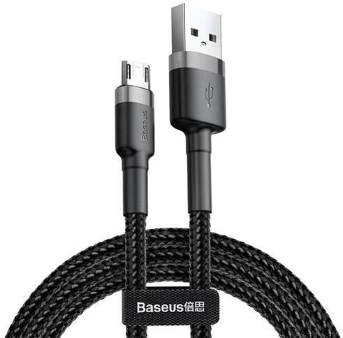 Кабель Baseus Cafule Cable USB for Micro 2.4A 1 м Gray/Black (CAMKLF-BG1) - зображення 1