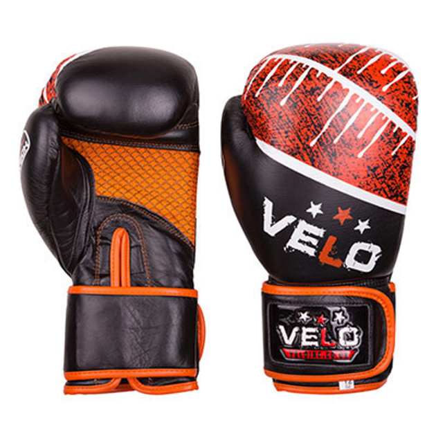 Боксерские перчатки Velo microfiber, кожа, 10oz черно-оранжевый – фото ...