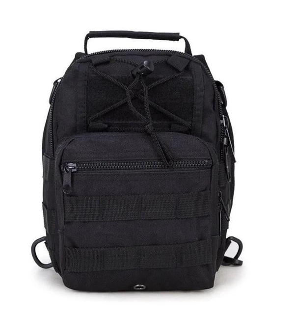 Рюкзак сумка (мессенджер) тактическая военная Oxford 600D 6 л Украина Black (T-Bag 2) - изображение 1