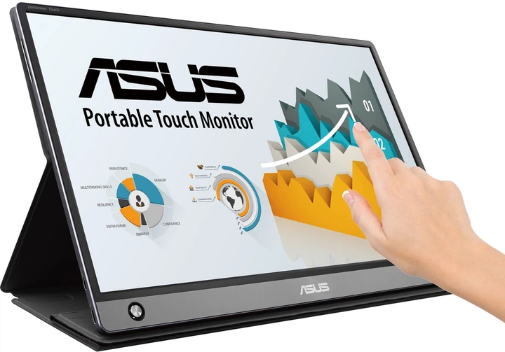 Монітор 15.6" Asus ZenScreen Touch MB16AMT (90LM04S0-B01170) 0) IPS сенсорний / USB-C / micro-HDMI / Вбудований акумулятор на 4 години автономної роботи - зображення 2