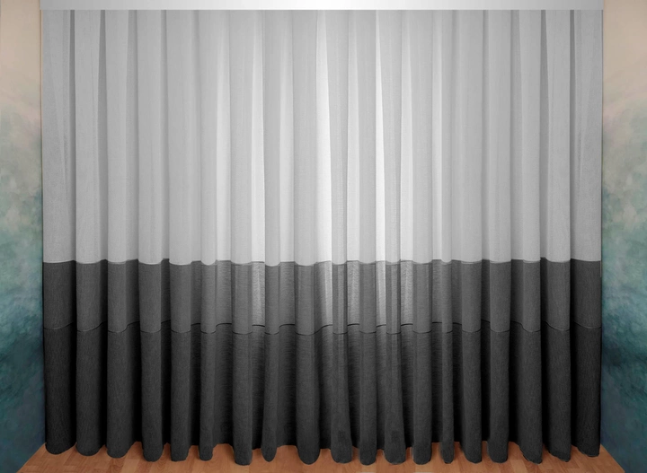 Акция на Тюль-штора Декор-Ін Щільний льон Сафарі зі смугою Біло-сірий з чорним 260х600 (Vi 100909) от Rozetka