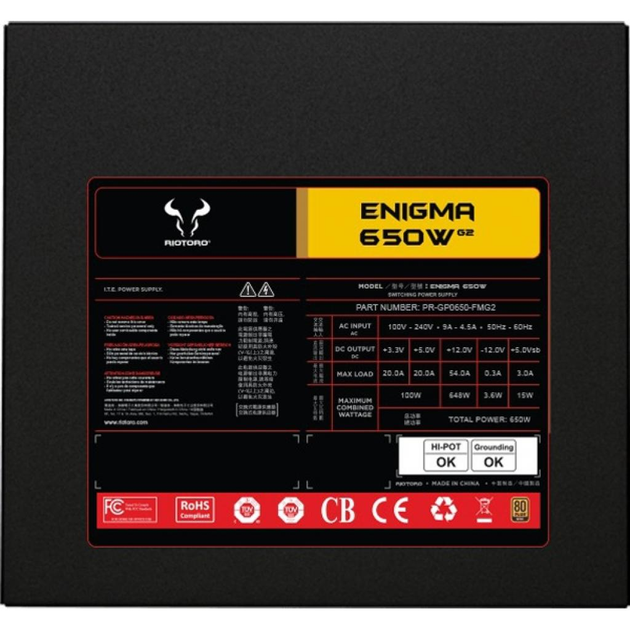 Блок питания Riotoro 650W ENIGMA G2 650 (PR-GP0650-FMG2) - изображение 2