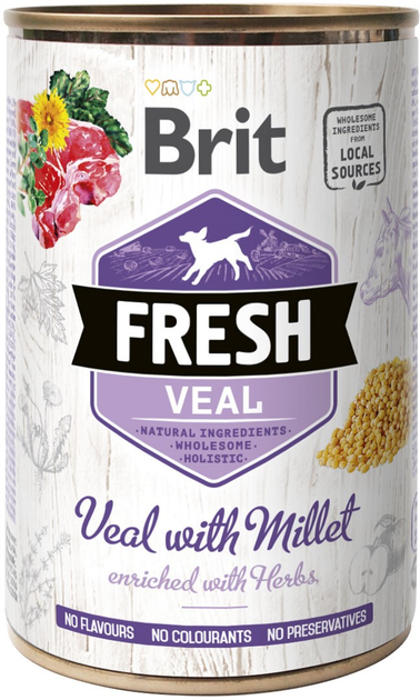 Влажный корм для собак Brit Fresh с телятиной и пшеном 400 г ...