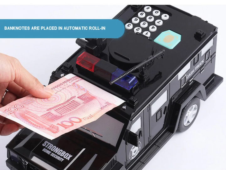 Детский сейф с кодом и отпечатком пальца в виде полицейской машины Cash Truck - изображение 2