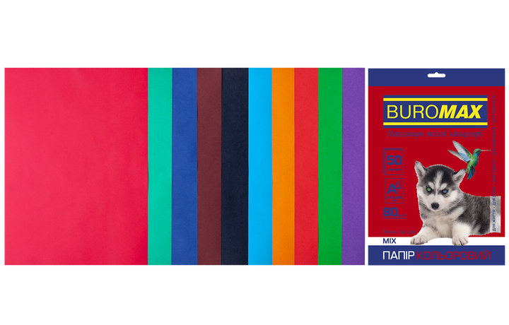 Папір кольоровий Buromax Dark+Intensive А4 50 аркушів 10 кольорів (BM.2721950-99) - Фото 1 Папір кольоровий Buromax Dark+Intensive А4 50 аркушів 10 кольорів (BM.2721950-99) - зображення 1