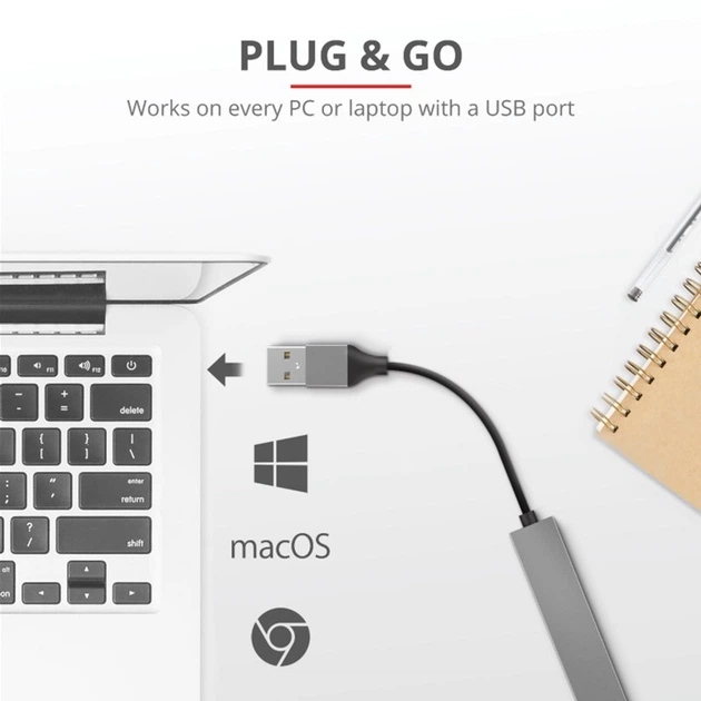 USB Hub Halyx Aluminium 4-Port Mini USB Hub (tr23786) - obraz 10
