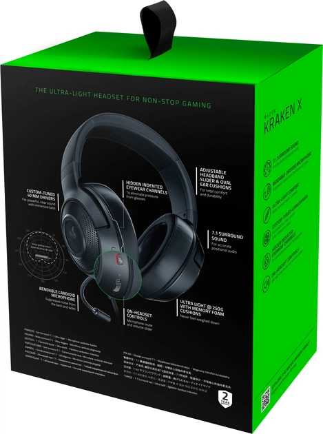 Наушники Razer Kraken X Black (RZ04-02890100-R3M1) купить в