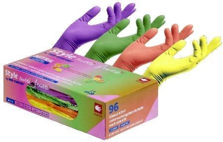 Одноразові рукавички нестерильні нітрилові без пудри Ampri 96 шт в упаковці Розмір S тутті фрутті - изображение 1
