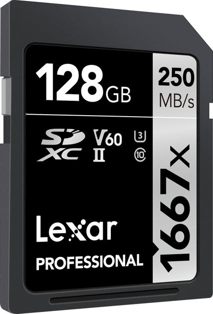 Карта памяти Lexar Professional 1667x SDXC 128GB Class 10 UHS-II V60 U3 (843367114801) - Фото 2 Карта памяти Lexar Professional 1667x SDXC 128GB Class 10 UHS-II V60 U3 (843367114801) - изображение 2