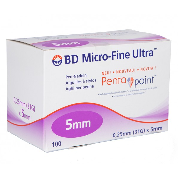 Иглы для инсулиновых шприц ручек MicroFine Becton Dickinson МикроФайн 5 мм (31G x 0,25 мм) - изображение 1