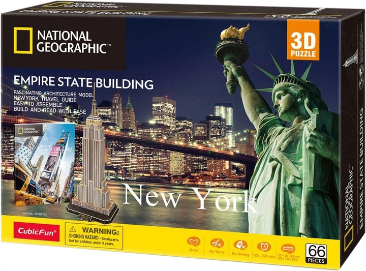 Тривимірна головоломка-конструктор CubicFun National Geographic "Емпайр Стейт Білдінг" (DS0977h) (6944588209773) - Фото 3 Тривимірна головоломка-конструктор CubicFun National Geographic "Емпайр Стейт Білдінг" (DS0977h) (6944588209773) - зображення 3