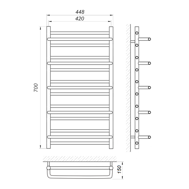 Сушка для рушників WarmShop T2 700x420 (31070042) - зображення 3